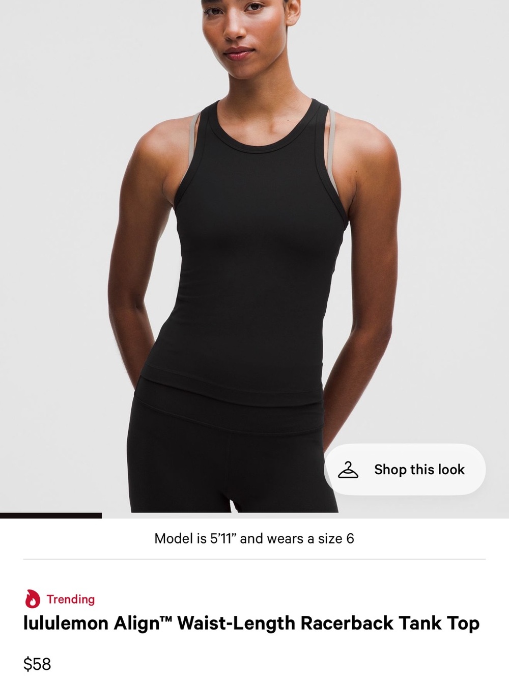 lululemon athletica Align Waist-Length Racerback Tank Top - Black